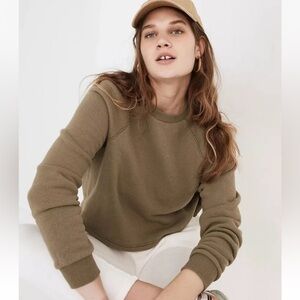 Madewell Airyterry Raglan Cropped Crewneck Sweashirt, Green small